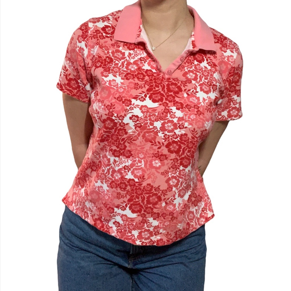 Vintage floral print collared shirt